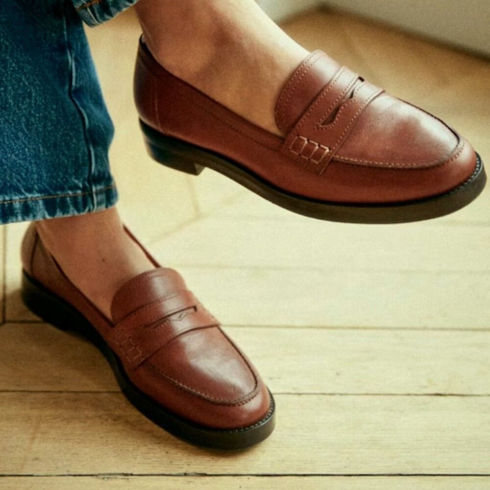New Sézane André Mocassins Loafers Naturel Heritage Brown Leather EU 38 / US 7 - Picture 1 of 10